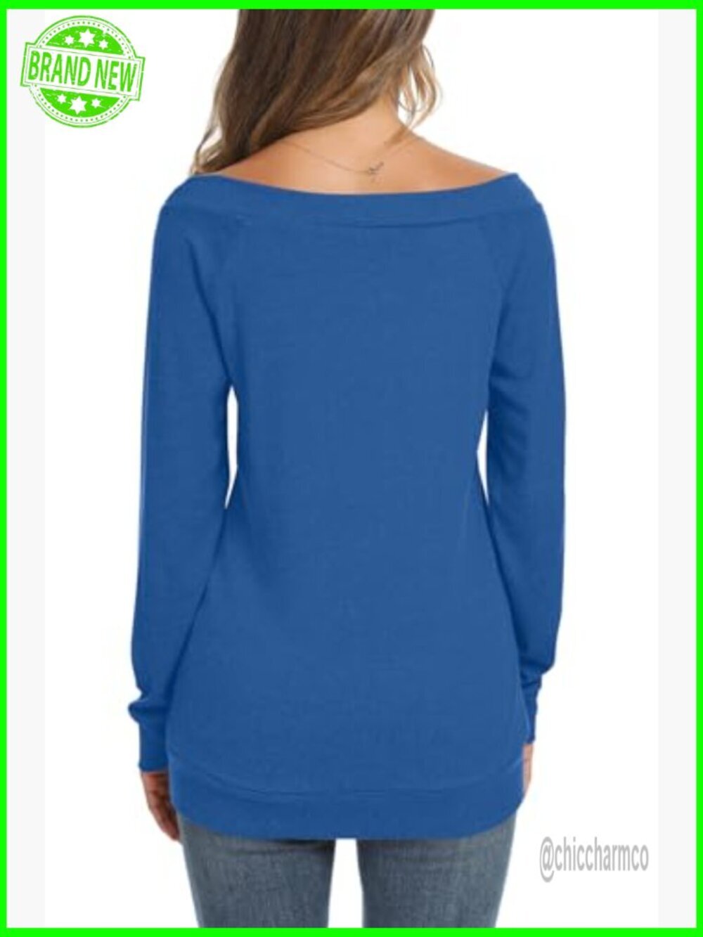 Sexy Off Shoulder Long Sleeve Blouse Boat Neck Tunic Top - Picture 3 of 6